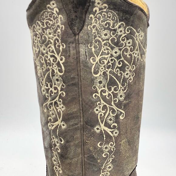 Corral Women Crater Bone Embroidery Snip Toe Boots Size 9 M FLAW - Picture 9 of 11